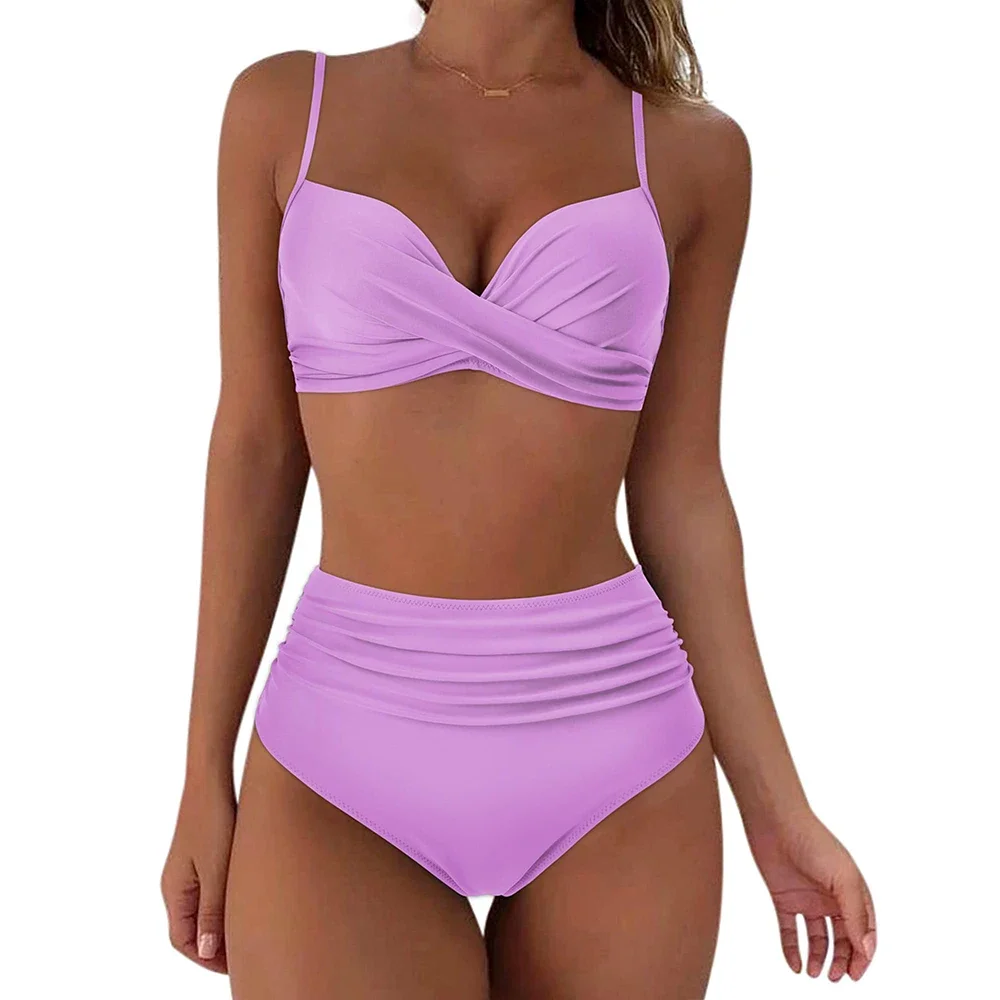 Vintage-Bikini mit hoher Taille, 2025, Damen-Push-Up-Bademode, bedruckter Badeanzug, weibliche Strandmode, Sommer-Badeanzug für Badegäste, Schwimmen