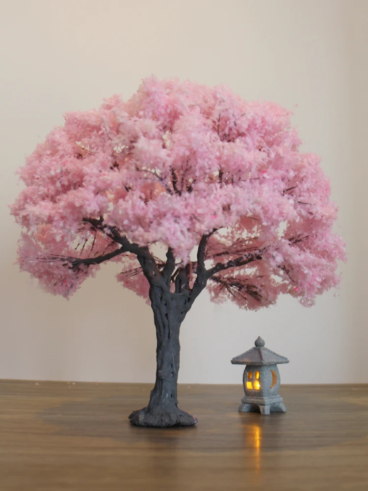 Japanese Cherry Tree and Wind Window Display, Small Ornaments, Decorative Window Counter, Landscaping Garden, Small Ornaments