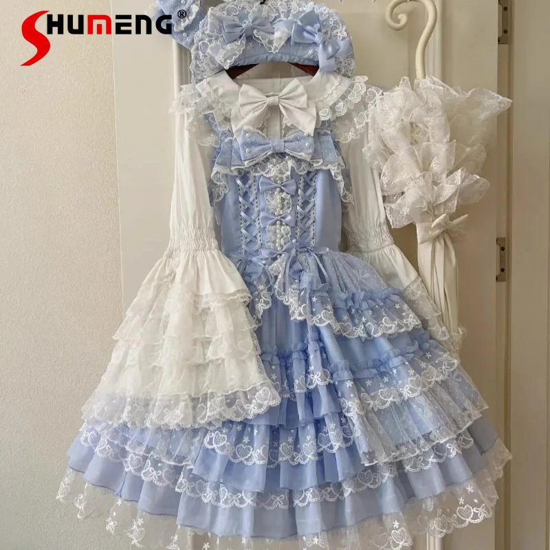 

Japanese Rojita Style Sweet Cute Vestidos Original Design Lolita New Dress JSK Suspender Pink Sleeveless Dresses Women's Clothes