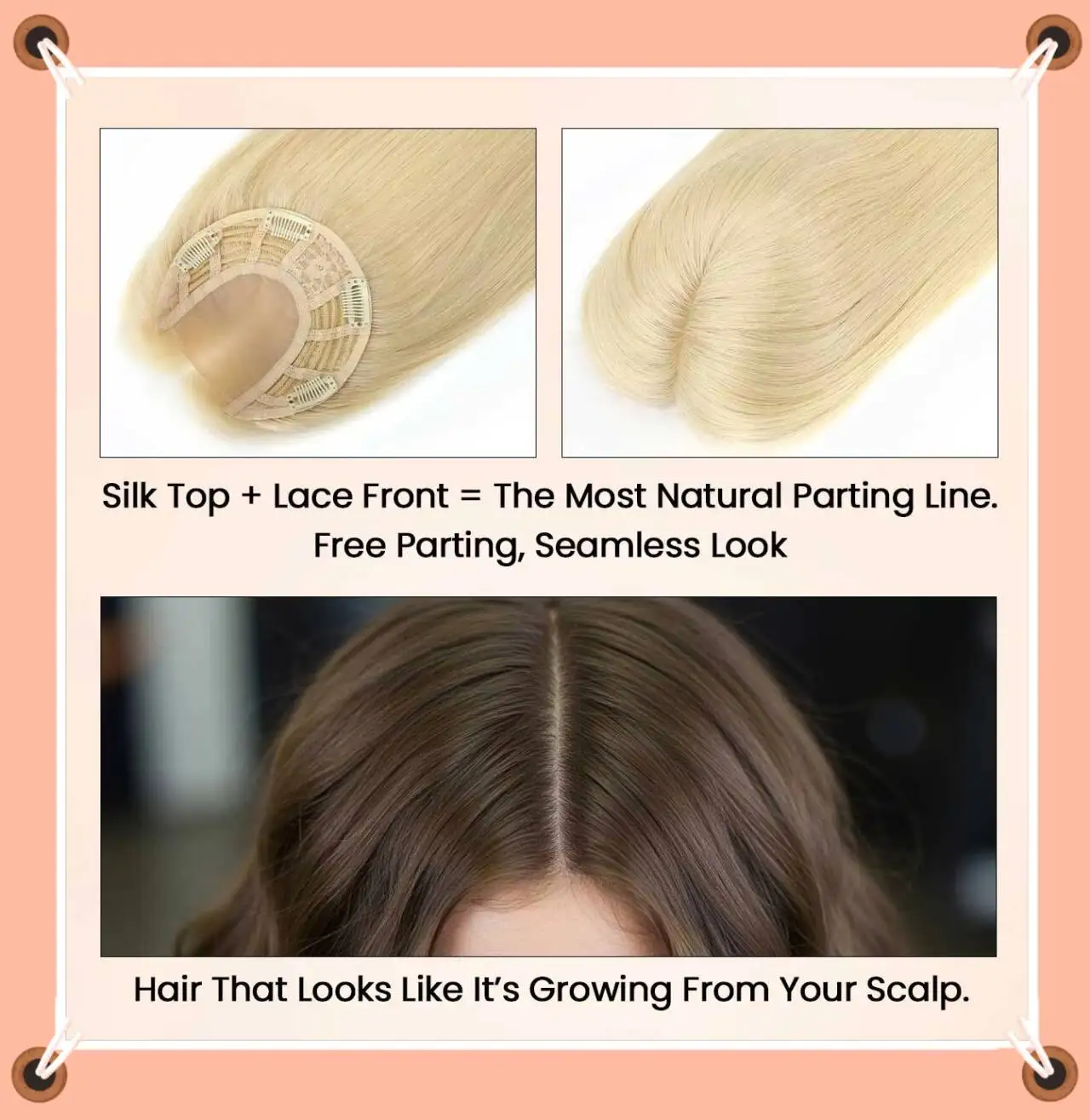 

TUW21 Silk Top Hair Topper 100% Virgin Human Hair Natural Looking Hairpiece for Women with Thinning Hair Human Hair Toppers