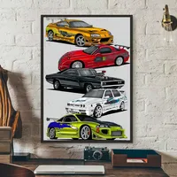 Poster classic movie F-Fast and Furious Poster HD art sticky wall waterproof home living room bedroom bar aesthetic decor
