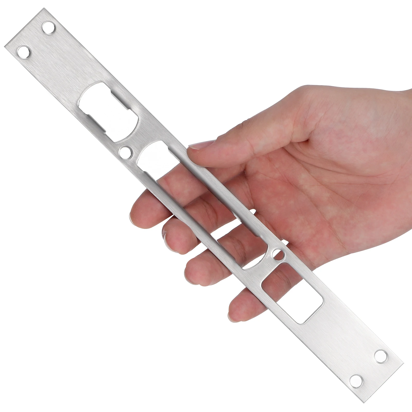 2Pcs Premium Stainless Steel Door Strike Plate Long Reinforcement Cover for Secure Lock Installation Residential Security