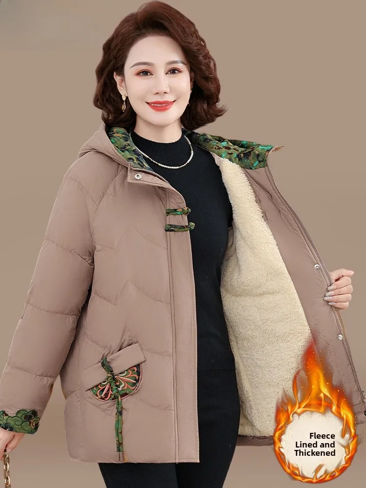 

Thiened Fce Winter Cotton Jaet for Women Traditional Chinese Sle Loose Fit Faionable Autumn Winter Outerwear