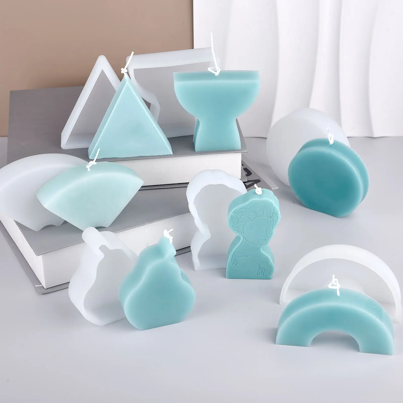 Multiple Styles Geometric Silicone Candle Mold 3D Arch Mountain Building Block Shape Crafts Gypsum Resin Casting Molds Home Gift