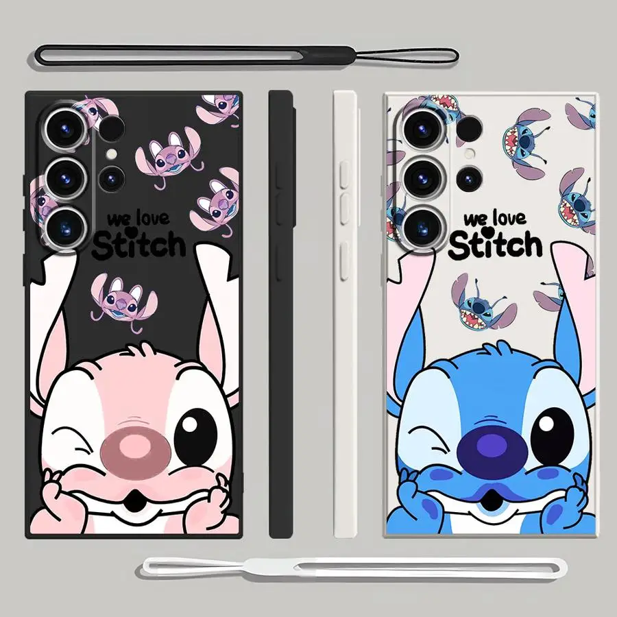 Мягкий чехол из ТПУ для Samsung Galaxy S25 Edge Note 20 10 Ultra S22 Ultra S23 S24 FE S21 Plus S20 Disney Stitch Angle
