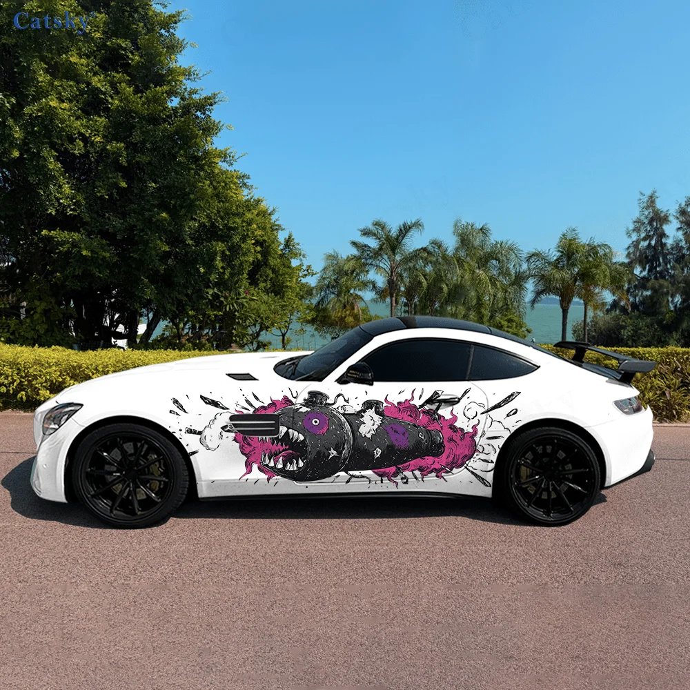 

Забавный монстр, граффити, автомобильные виниловые наклейки, самоклеящаяся наклейка из ПВХ, подходит для грузовиков, внедорожников, украшения, автоаксессуары, подарок