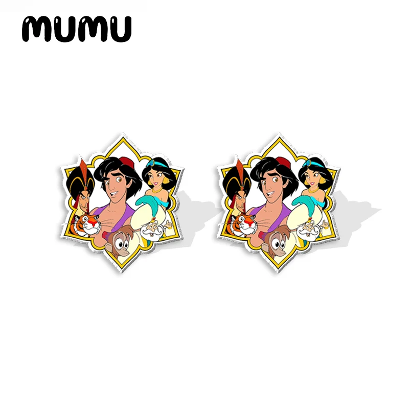 2024 New Princess Jasmine Stud Earring The Magic Lamp Epoxy Jewelry Resin Acrylic Earrings Handmade Gifts Girl