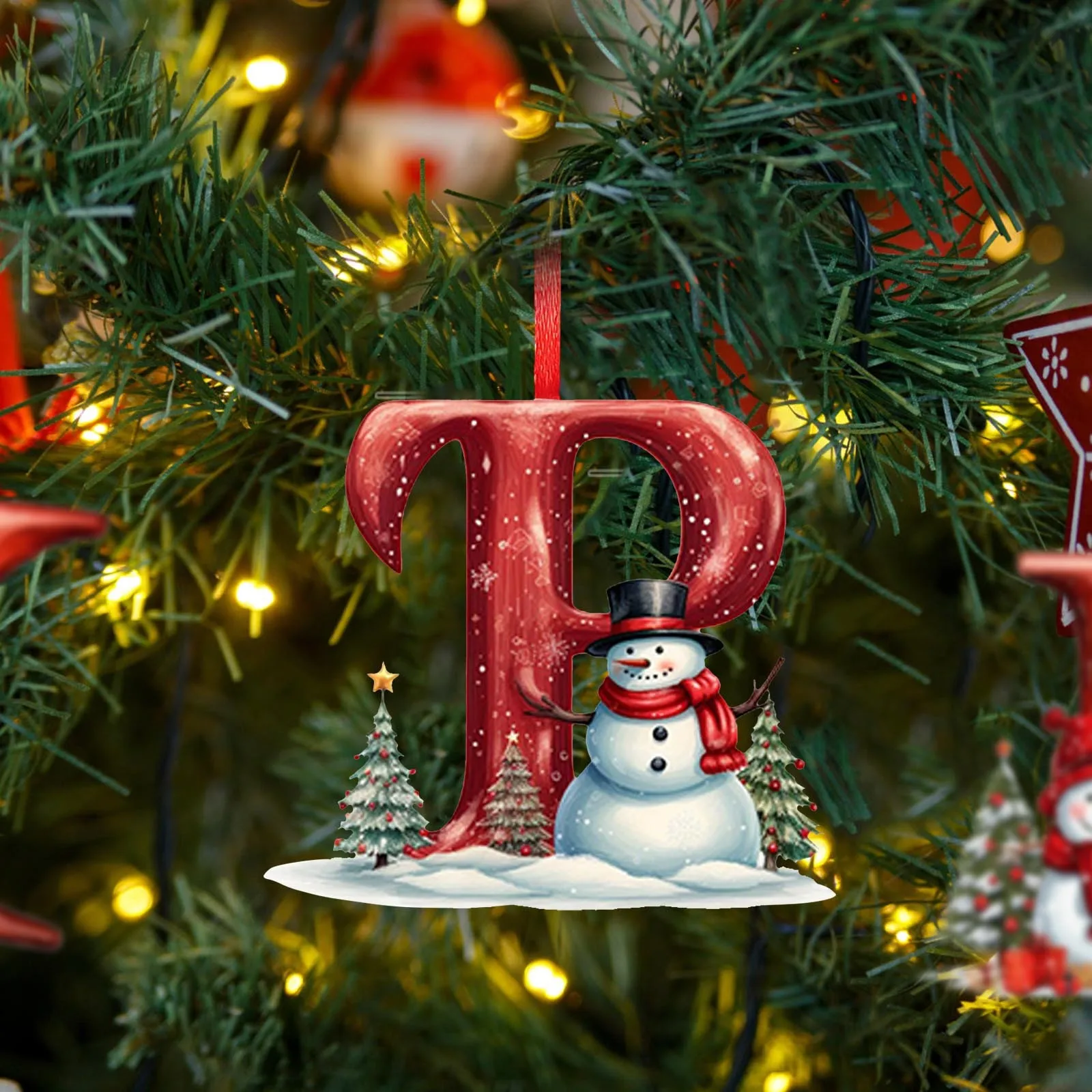 Weihnachtsbaum-Dekor, Buchstaben-Anhänger, Acryl, A-Z, 26 Buchstaben, Zuhause, Urlaub, Anhänger, Weihnachtsschmuck, Navidad, Natal, Neujahr 2025,