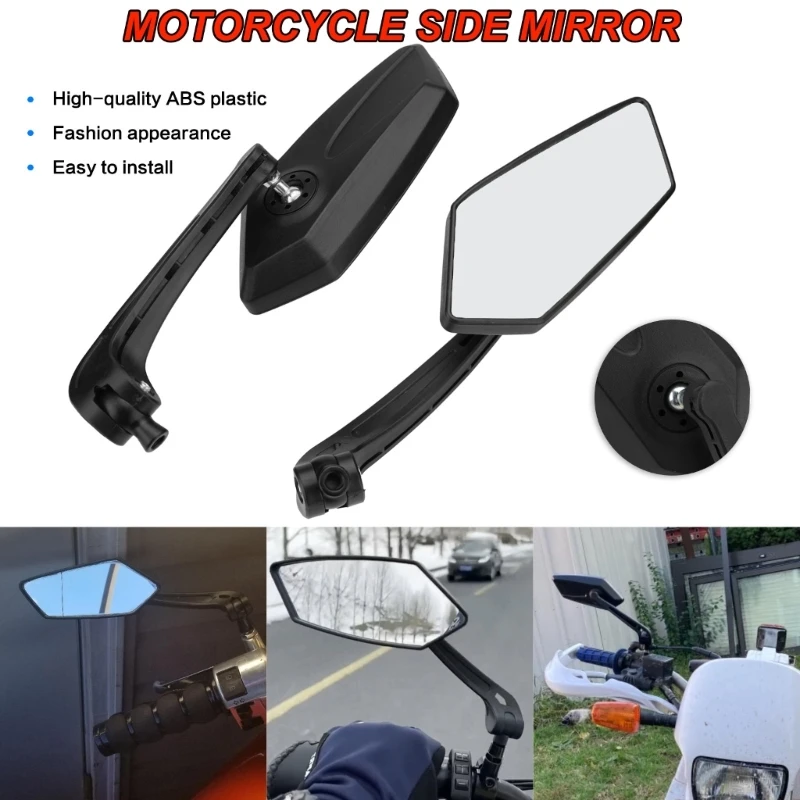 2pcs Motorcycle Rearview Mirror Rotating Side Mirrors Universal Scooter Mirrors