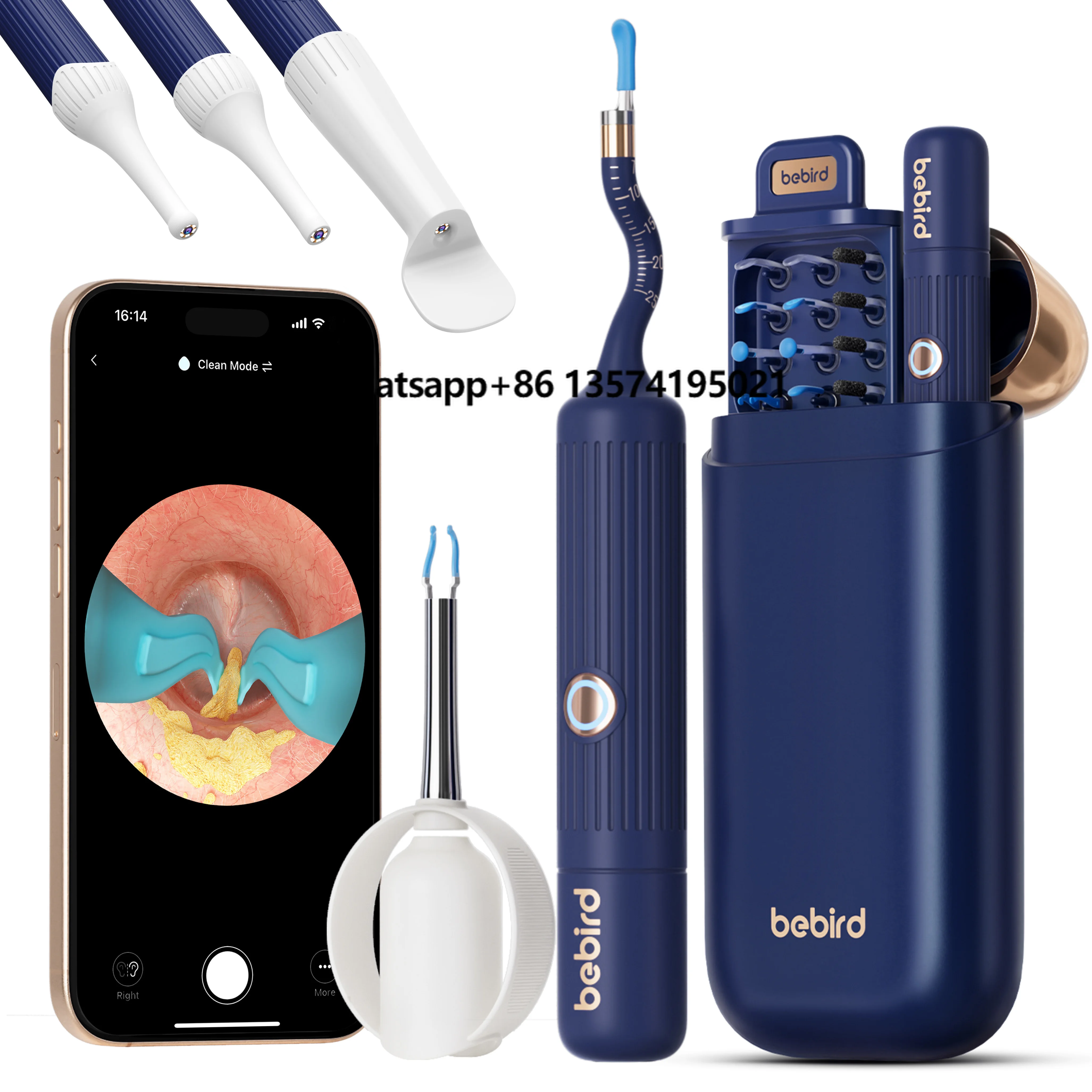 Bebird EarSight Plus Wireless Wifi 10mp 1080P Otoscope Ear Wax Removal Tweezers Kit with Ear Nose Throat Self Check Set