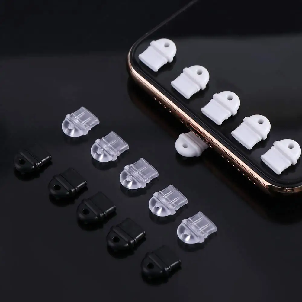 10pcs Type C Anti-lost Dust Plug Waterproof DIY Widgets Mobile Phone Dust Plug Silicone Portable Charging Port Protector