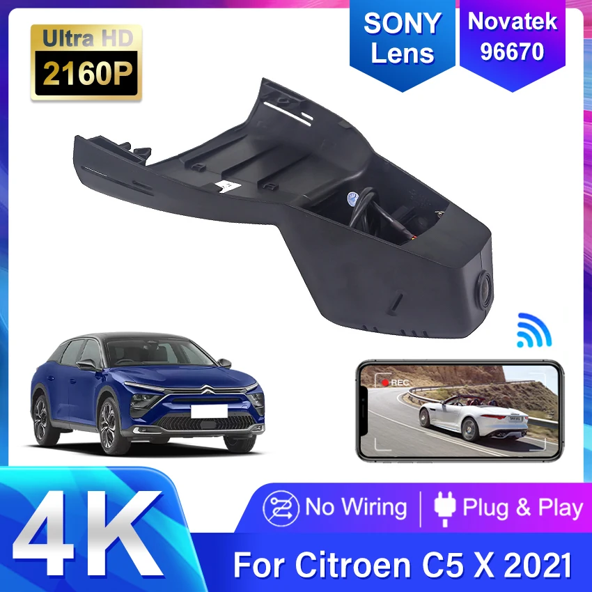 New! Car Driving Recorder Easy to Install For Citroen C5 X C5X 2021 2022 2023 Car DVR Wifi Video Recorder Dash Camera UHD 2160P