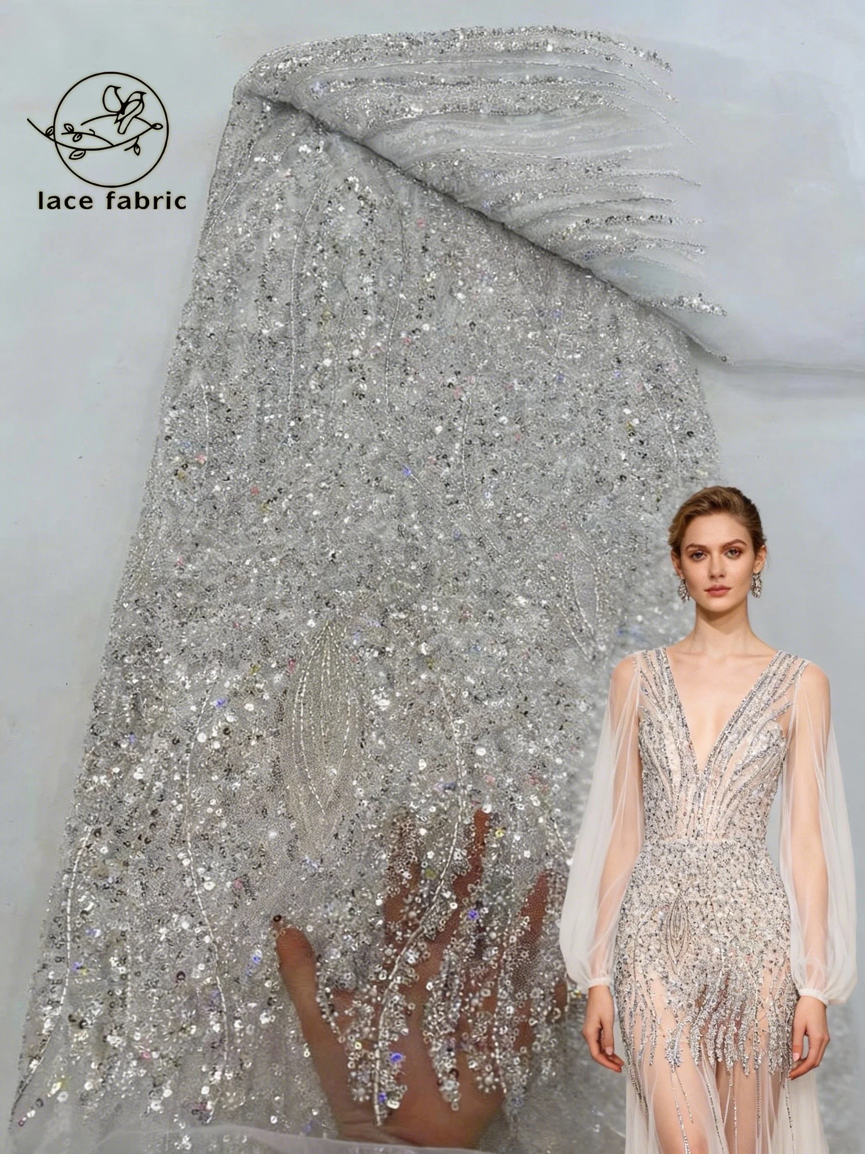 

Белое африканское кружево с бисером и пайетками, высококачественный французский тюль, нигерийская свадебная вышивка 2026 для женской свадебной одежды