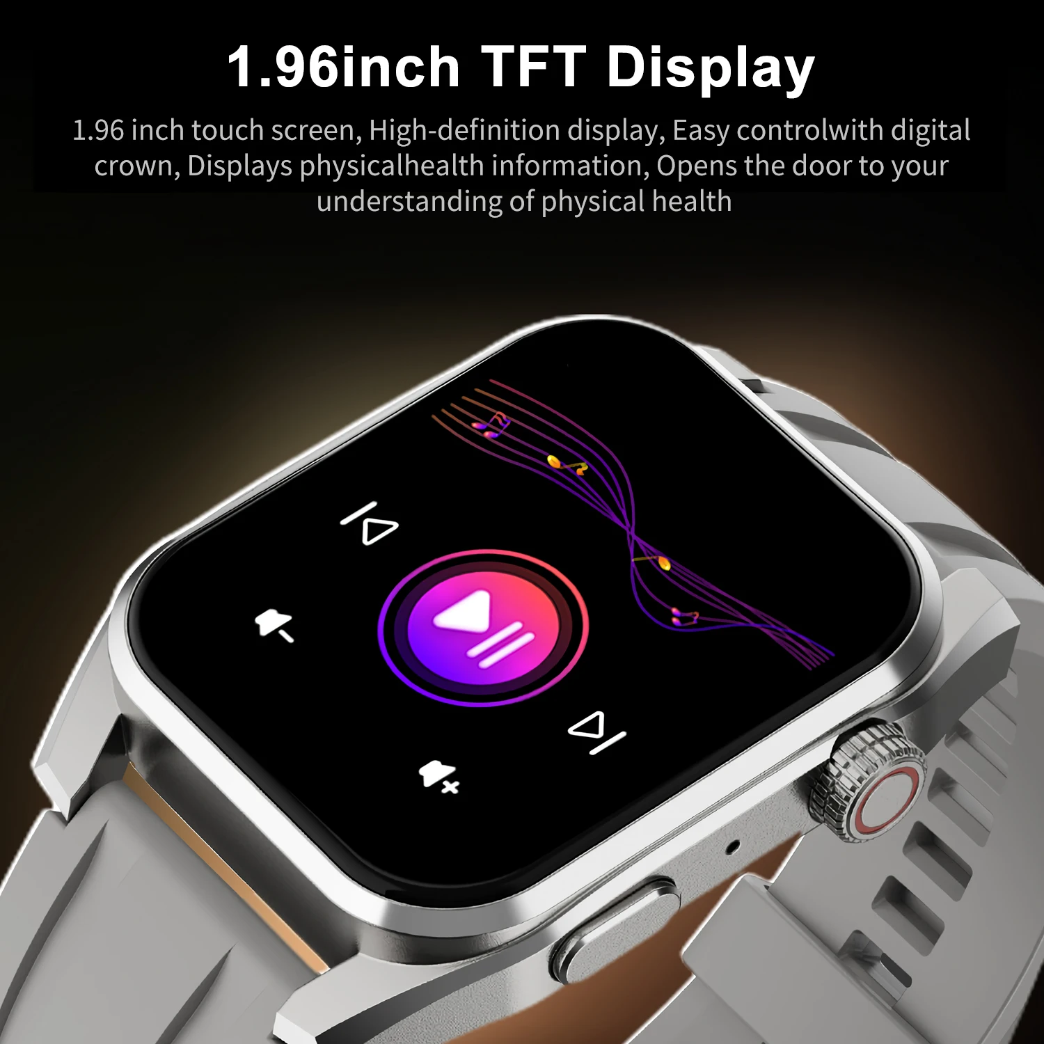 Uhoofit ساعة ذكية 1.96 بوصة تعمل باللمس جعل/استقبال مكالمة هاتفية الصحة معدل ضربات القلب مراقبة النوم Mullti Sport Mode Smartwatch