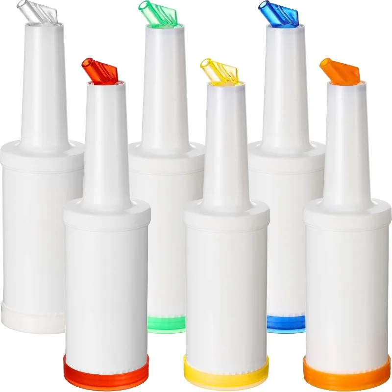 

Jampot Bar Pour Colorful Juice Pouring Bottle Containers 34 Oz Plastic Juice Dispensers for Bar Home Party Kitchen Supplies