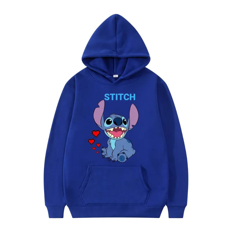 New Disney Stitch Print Hoodies Women Vintage Autumn Loose Hooded Shirt Grunge Street Sweatshirt Y2k Clothes Oversize Pullovers