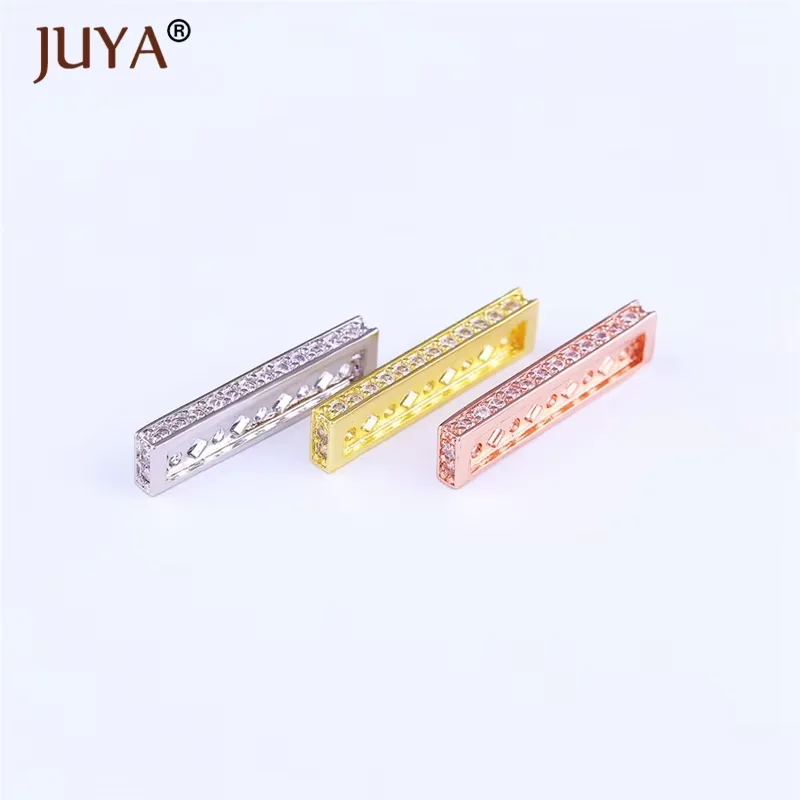 JUYA لوازم المجوهرات النحاس الزركون فاصل بار فواصل متعددة الفتحات DIY بها بنفسك صنع التطريز اللؤلؤ إكسسوارات عقد