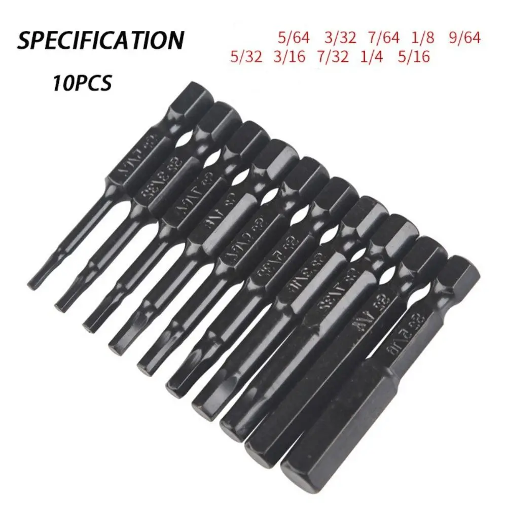 

10PCS SAE/Metric Allen Wrench Drill Bit Set Quick Release Shank 1/4" Diameter Screwdriver Bit Kit Magnetic Hex Screwdriver Head