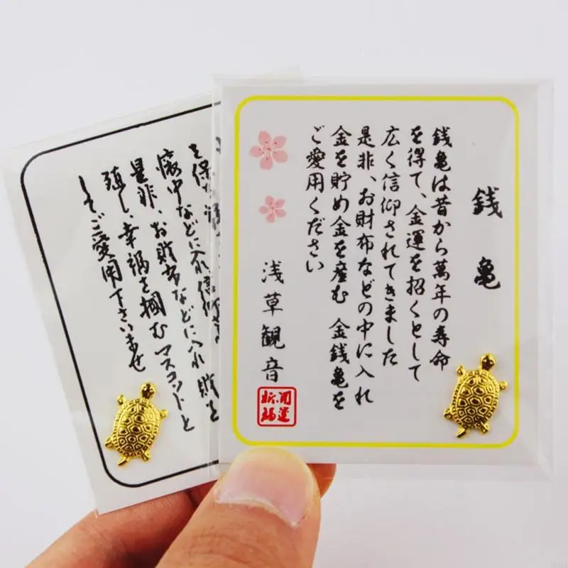 

R9JE Japanese Money for Turtle Asakusa Temple Small Golden Tortoise Guarding Praying