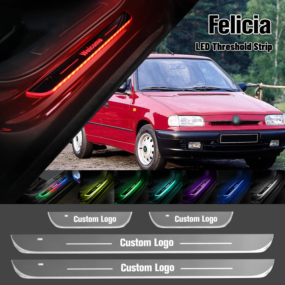 

For Skoda Felicia 1994-2001 Car Door Sill Light Customized Logo LED 1998 1999 2000 Welcome Threshold Pedal Lamp Accessories