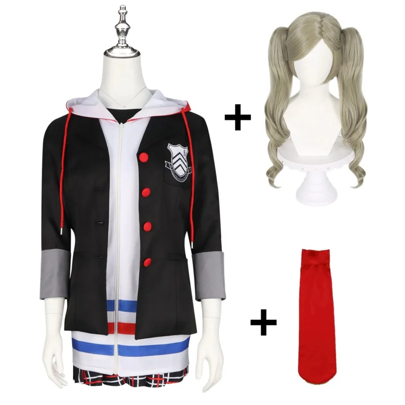 

Japanese JK School Uniform Daily Wig Cosplay Costume Halloween Anne Takamaki Full Set