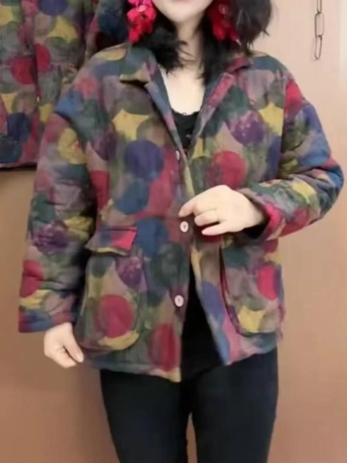 

Женская зимняя хлопковая куртка на флисовой подкладке, повседневная, универсальная, с цветочным принтом, утепленная, теплая, для женщин среднего возраста