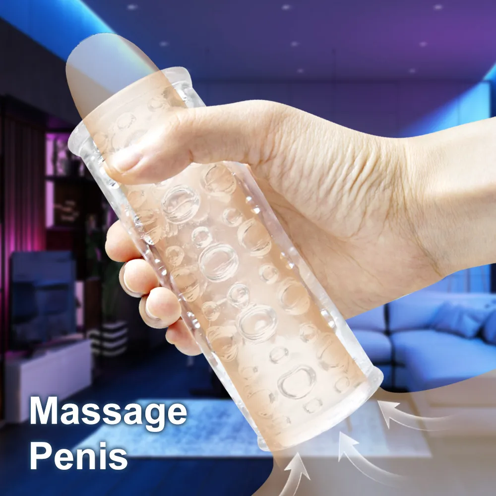 Manual Male Masturbator Cup Soft Silicone Transparent Vagina Glans Exerciser Blowjob Pocket Pussy Mens Masturbation Sex Products