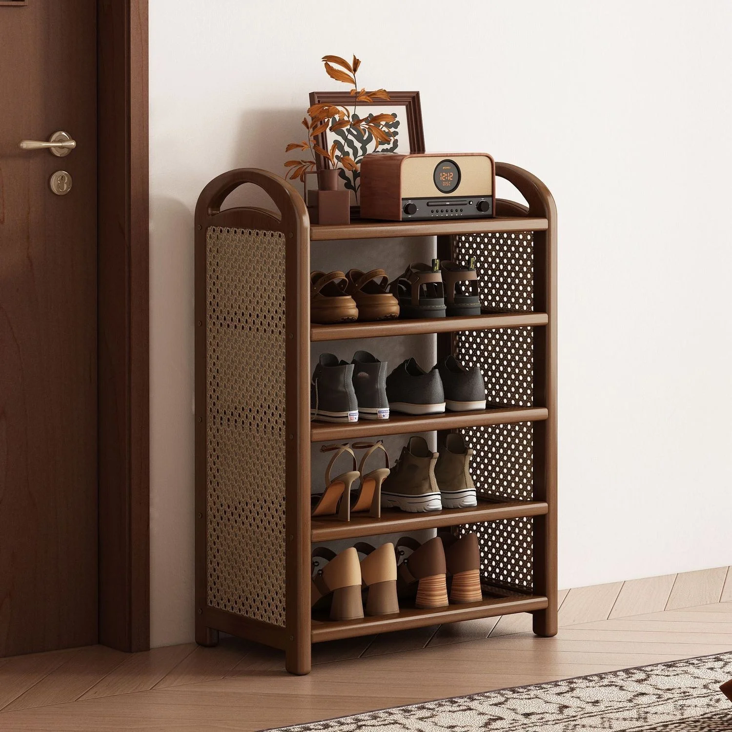 

Narrow 5-Layer Shoe Rack - Space-Saving Large Capacity Cabinet for Doorway, Easy Install Against Wall for Small Spaces