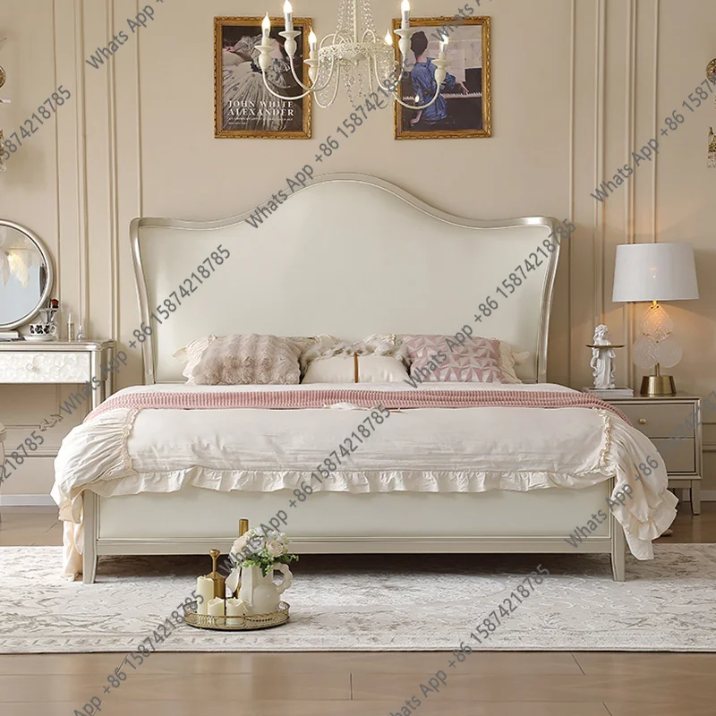 American light luxury solid wood bed 1.8 meters master bedroom big bed high-end bedroom ingot bed princess wedding French double