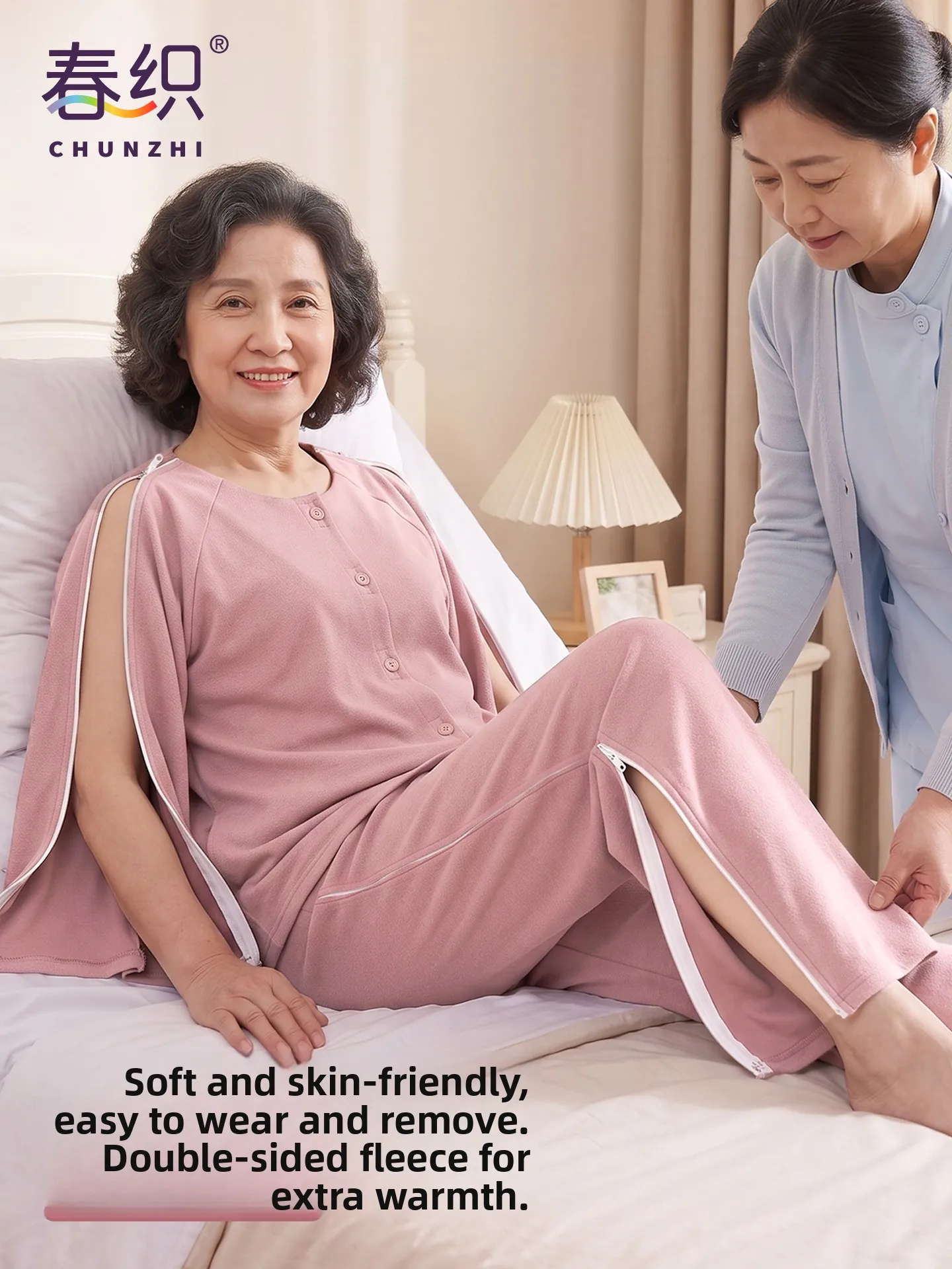 robe-d'infirmiere-pour-femmes-agees-facile-a-enfiler-et-a-retirer-a-manches-longues-en-melange-de-coton-et-de-polyester-pour-maintenir-la-chaleur-ideale-pour-la-maison