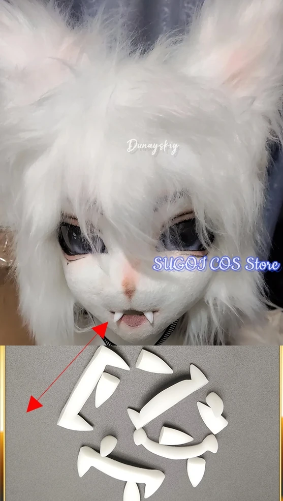 Furry 3D Printing Kemono Fursuit Fake Teeth Cosplay Costumes Accessories 2pcs/4pcs 3D Printing Werewolf Fangs Fursuit DIY Props