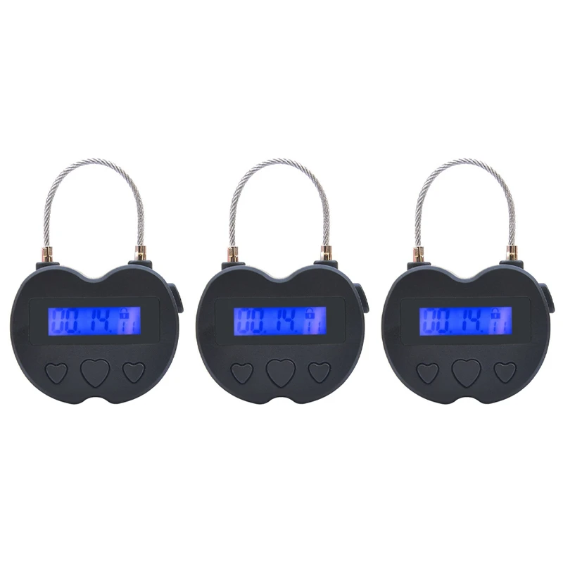 

HFES 3X Smart Time Lock LCD Display Time Lock USB Rechargeable Temporary Timer Padlock Travel Electronic Timer Black