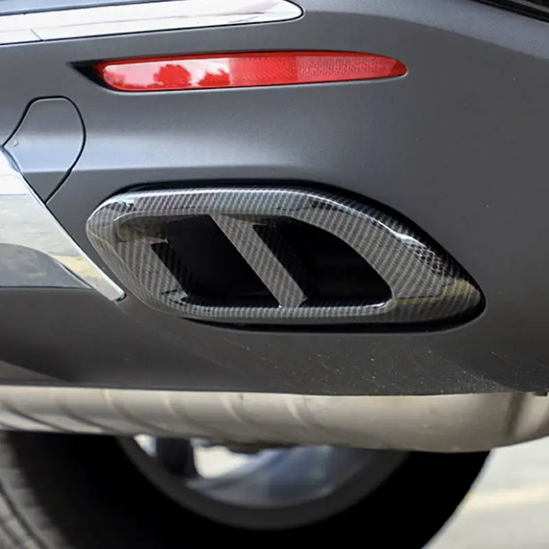 

For Mercedes Benz GLE350 GLE450 GLC GLS W167 X253 X167 2020 Car Carbon Fiber Texture Muffler Exhaust Pipe Tail Cover Trim 2pcs