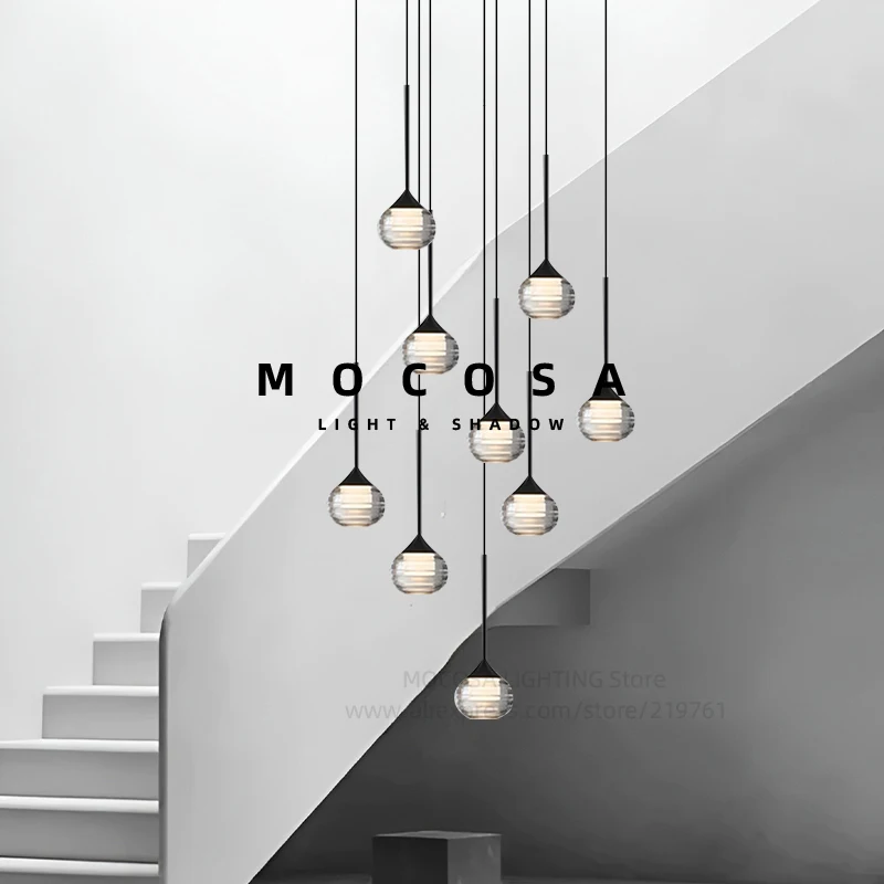 Water Drop LED Pendant Bedroom Bedside Lamps Modern Stairwell Light Living Room Ceiling Hanging Lamp Indoor Staircase Chandelier