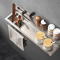 Diiib Wall-mounted Kitchen Storage Rack Aluminum Alloy Stainless Steel Drainable Knife Holder Chopsticks Organizer 500