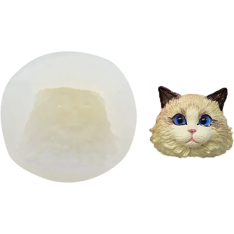 3D Cat Silicone Cake Topper Decor Fondant Sugarcraft Molds Chocolate Baking Soap Aromatherapy Clay Wax Candle Making Mould Tool