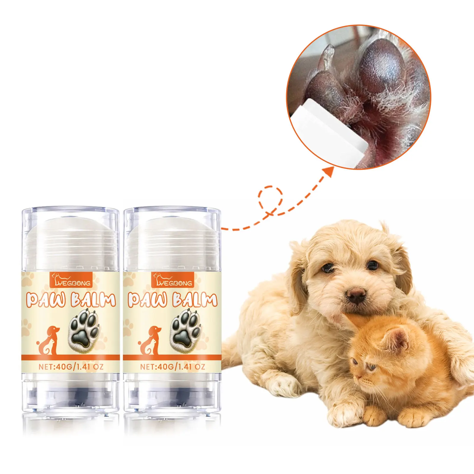 

40g Dog Foot Nose Balm Cracked Paws Licksafe Moisturizing Claw Care Protection Cat Foot Protective Wax Pet Paw Protection Cream