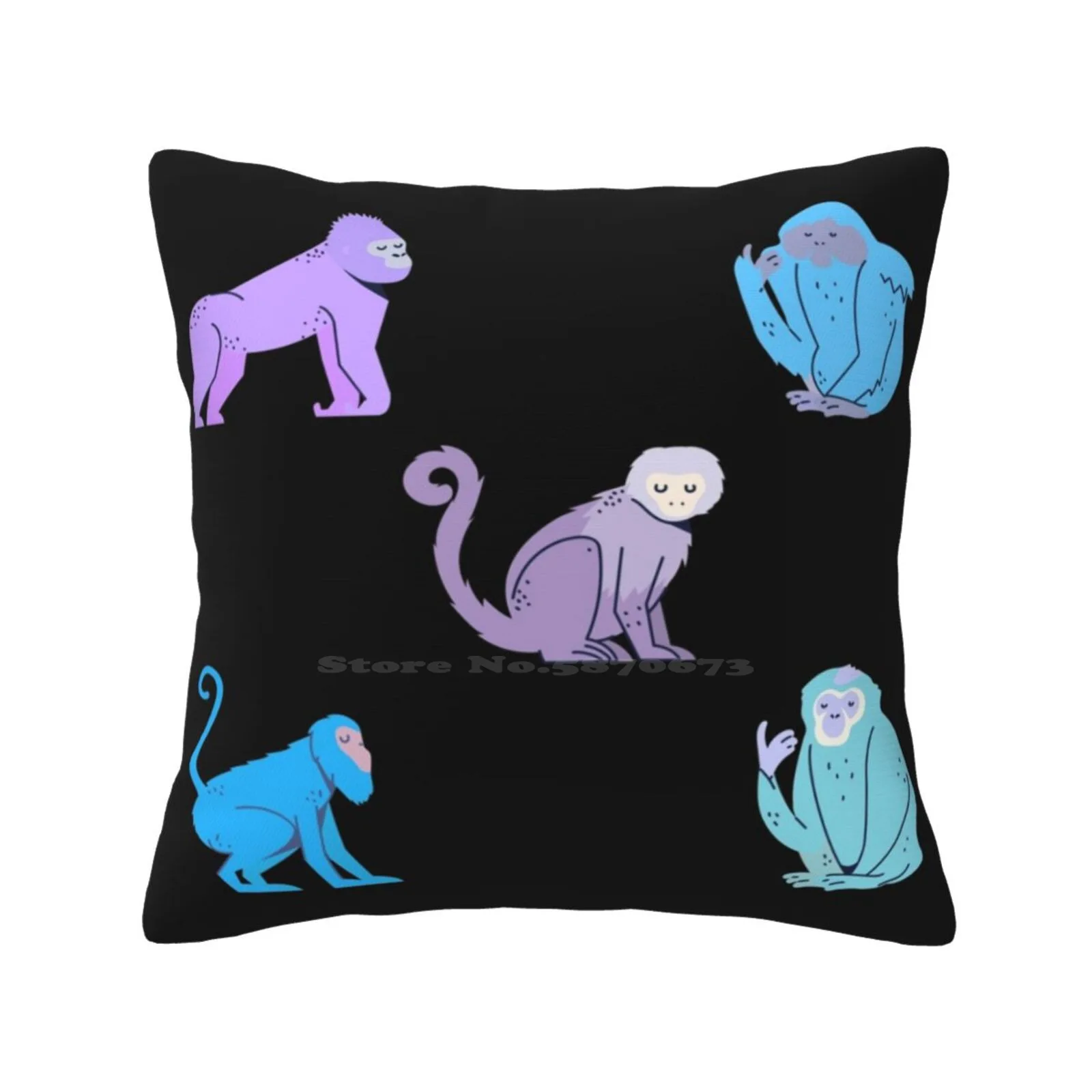 

Cute Monkeys ( Black ) Fashion Sofa Throw Pillow Cover Pillowcase Cute105 Cute Monkeys Animals Nature Monkeys Lovers Animal