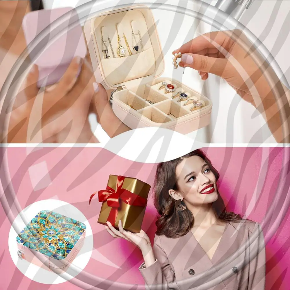 

PU Special Shaped Mandala Pattern 5D DIY Diamond Painting Storage Box Diamond Jewelry Case Mosaic Craft Set for Rings Bracelets