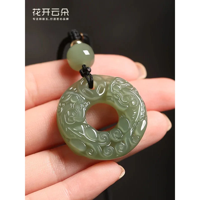 Natural 100% real hetian jade carve two pixiu Patronus pendant Bless peace necklace jewellery fashion for women men lucky gifts