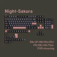 NightSakura Cherry PBT Keycaps español francés alemán coreano inglés árabe ruso para Mx Switch Teclado mecánico Gaming ISO