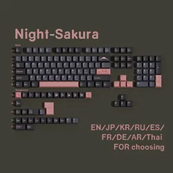NightSakura Cherry PBT Keycaps Espanish French German Korean English Arabic Russian For Mx Switch Mechanical Keyboard Gaming ISO
