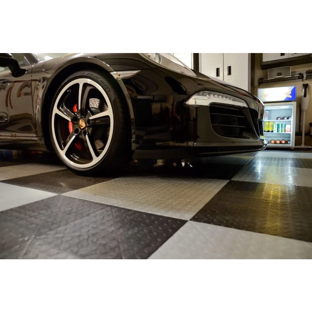بلاط أرضية جراج متشابك غير قابل للانزلاق - كوبوليمر متين وشديد التحمل، سهل التركيب، تصميم معياري لسلامة معززة