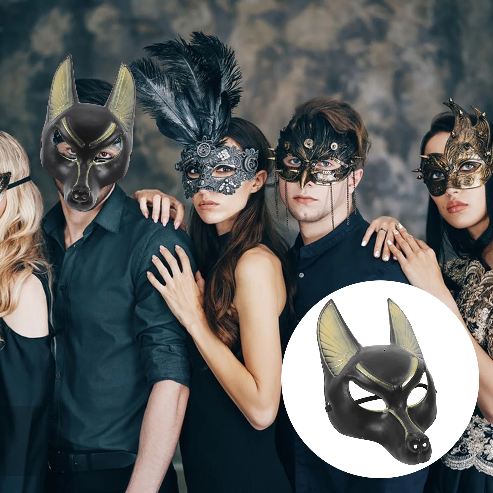 

Anubis Mask Halloween Party Mask Cosplay Plastic Masquerade Ball Costume Accessory Retro Design Comfortable Fit Festival Dress