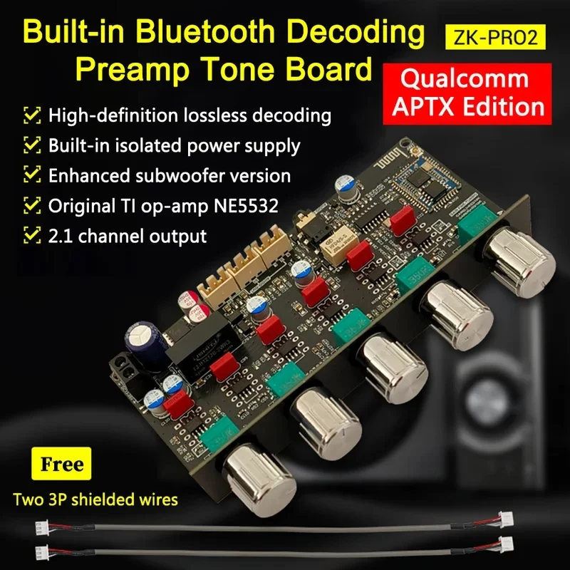ZK-PRO2 Hi-Fi Preamp Tone Board 2.1 Channel Subwoofer Qualcomm QCC3034 Bluetooth 5.0 DAC ES9023 For Home Theater System