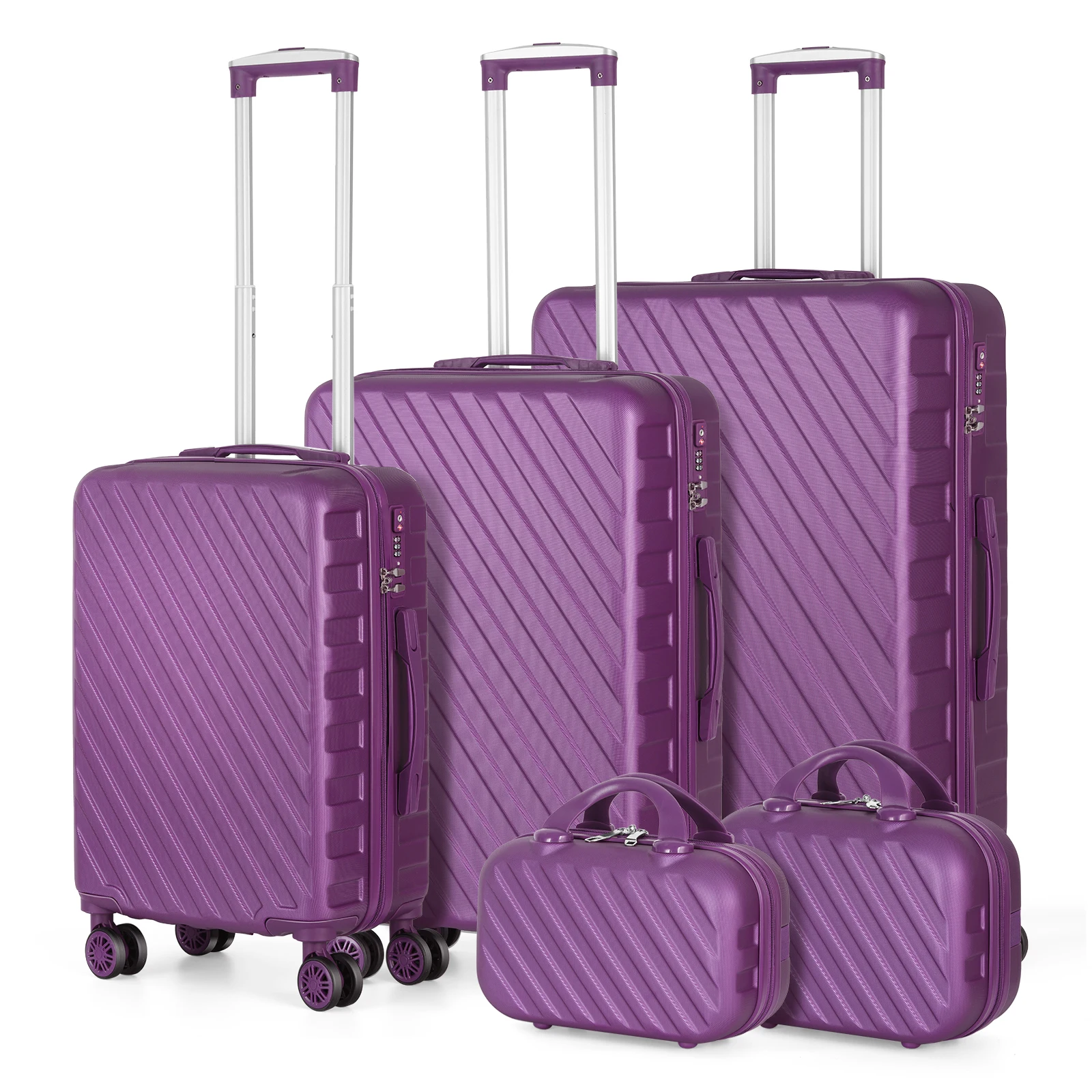 5Pcs Bagage Set Cosmetische Koffer Reizen Koffer Pak Draagbare Boarding Bagage Met 360 Graden Sipnner Wielen