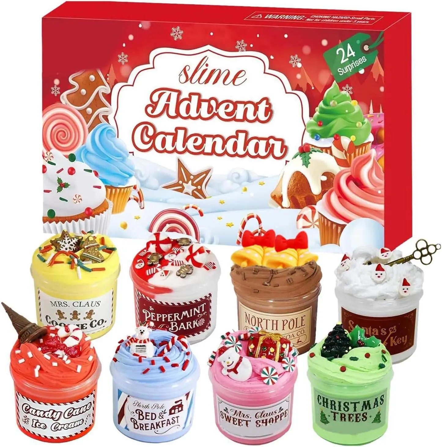 

Slime Advent Calendar - Christmas Countdown Calendars 24 Days of Surprises with Different Texture Fluffy Slime and Toys Kit with