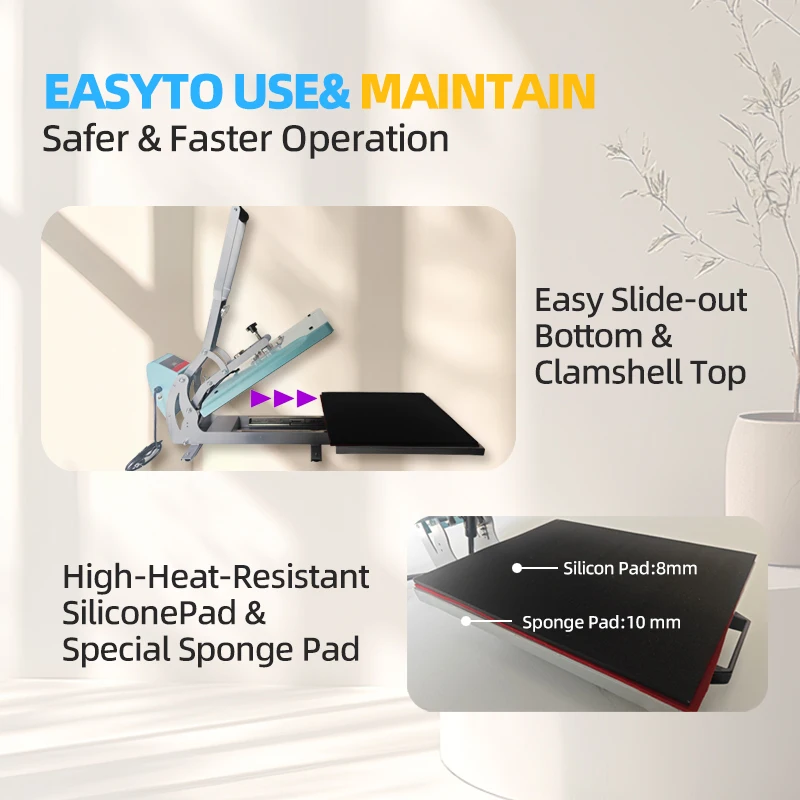 New Manual Auto Open Slide Out T Shirt Sublimation Printing Transfer Heat Press Machine 40*50 Plate for Fabric Digital Timer