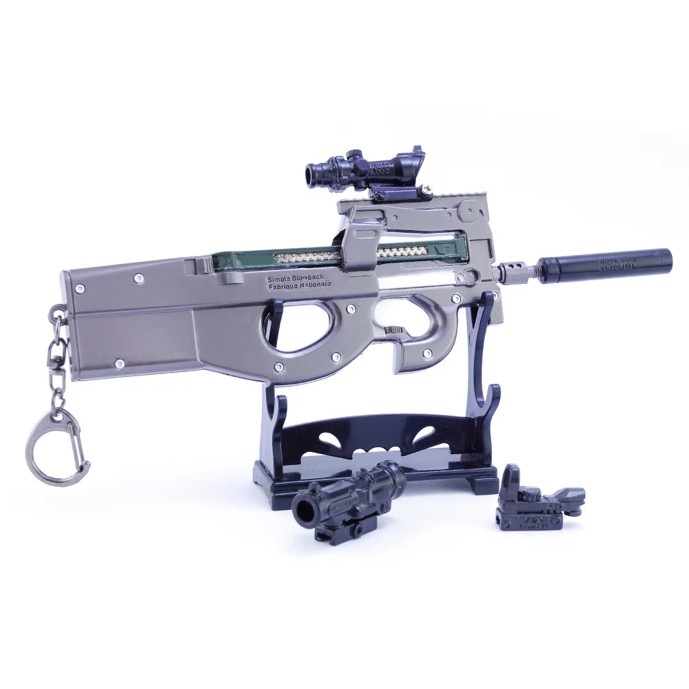 24cm P90 Project 90 Submachine Gun Metal Weapon Miniatures PUBG Game Peripheral War Military 1/6 Soldier Doll Equipment Toys Boy