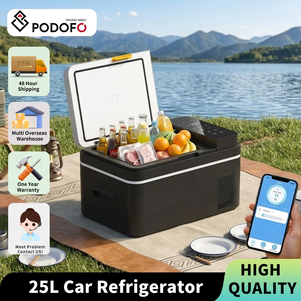 Refrigerador para Auto Podofo de 25L -20°C ° De la C a +20 ° Refrigerador portátil eléctrico C Freezer Fridge de doble voltaje 12/24V para camping/viajes